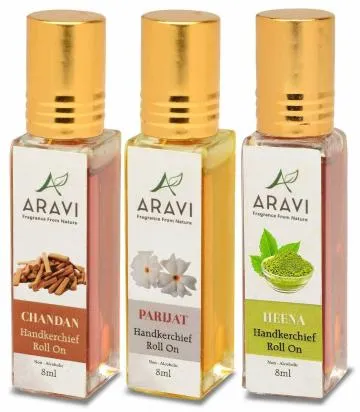 ARAVI Roll On Perfume Natural Deodorant For Men And Women 8 ml – Pack Of 3