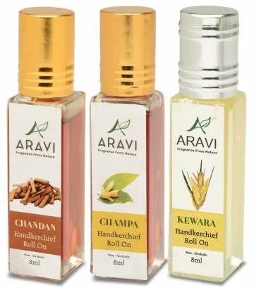 ARAVI Roll On Perfume Natural Deodorant For Men And Women 8 ml – Pack Of 3