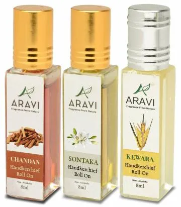 ARAVI Roll On Perfume Natural Deodorant For Men And Women 8 ml – Pack Of 3