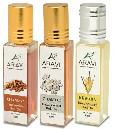 ARAVI Roll On Perfume Natural Deodorant For Men And Women 8 ml – Pack Of 3