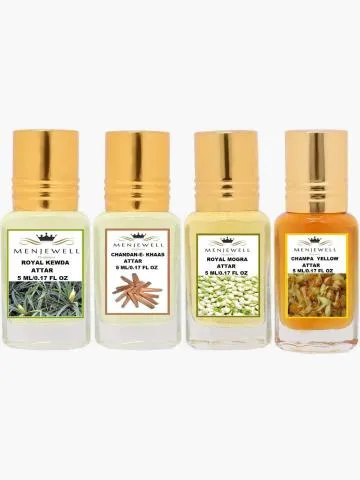 Menjewell Floral Attar Each 5 Ml Combo of 4