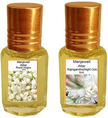 Menjewell Mogra Attar Tuberose Perfume Each 6 Ml Combo of 2