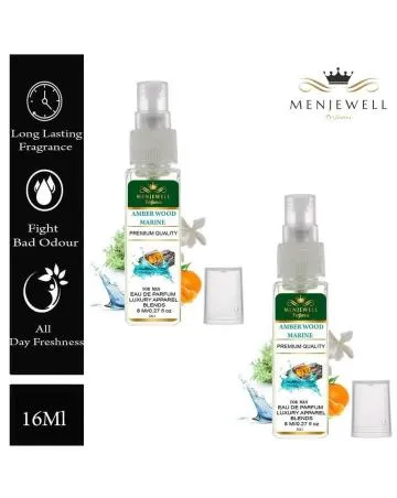 Menjewell Pack Of 2 Amber Wood Marine Eau de Parfum – 16 ml For Men