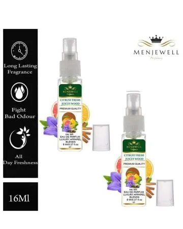 Menjewell Pack Of 2 Citrusy Fresh Juicey Wood Eau de Parfum – 16 ml For Men