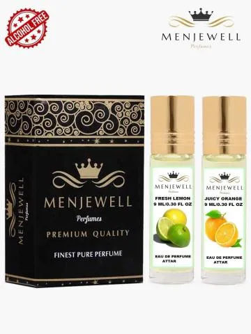 Menjewell Pack Of 2 Fresh Lemon and Juicy Orange Long Lasting Attar-Perfume Fruity
