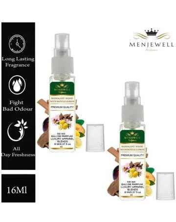 Menjewell Pack Of 2 Mahogany Wood With Bottle Lemon Eau de Parfum – 16 ml For Men