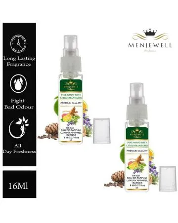 Menjewell Pack Of 2 Pine Wood With Citrus Mandarin Eau de Parfum – 16 ml For Men