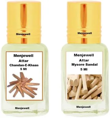 Menjewell Pack of 2PC Attar Chandan-E-Khaas 5MLMysore sandal 5ML Floral Attar Sandalwood