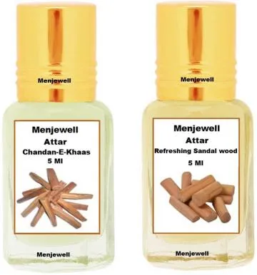 Menjewell Pack of 2PC Attar Chandan-E-Khaas Refreshing sandalwood 5ML Floral Attar Sandalwood