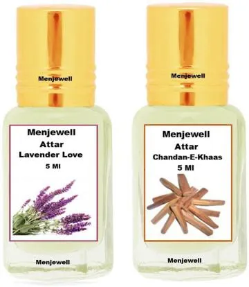Menjewell Pack of 2PC Attar Chandan-E-Khaas Lovender Love 5ML Floral Attar Sandalwood Floral