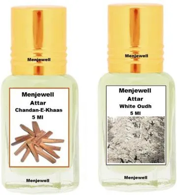 Menjewell Pack of 2PC Attar Chandan-E-Khaas White Oudh 5ML Floral Attar Sandalwood agarwood