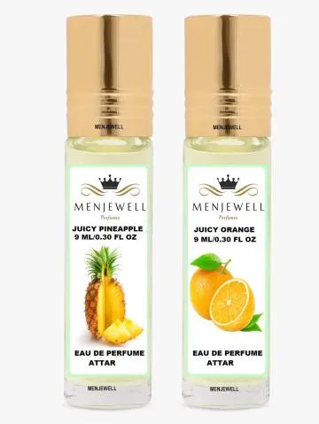 Menjewell Pack Of 2PC Attar Juicy Pineapple 9MLJuicy Orange 9ML Floral Attar Fruity