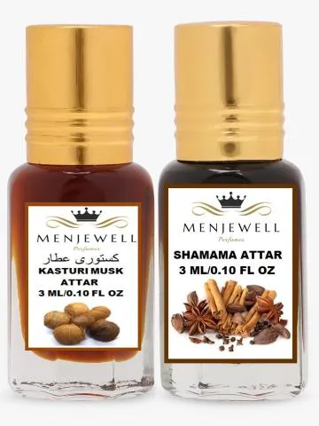 Menjewell Pack of 2PC Attar Kasturi musk Shamama Attar 3ml Floral Attar Musk Shamama