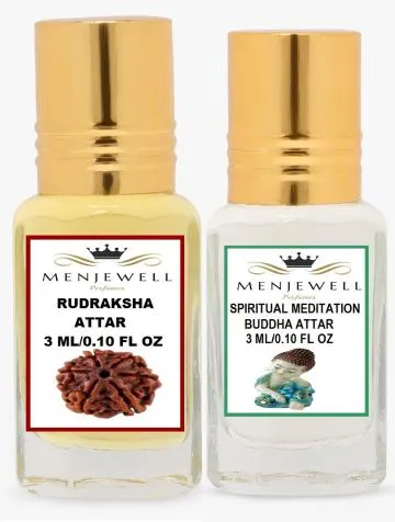 Menjewell Pack of 2PC Attar Rudraksh Spiritul meditation budha 3ml Floral Attar Natural