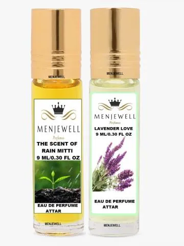 Menjewell Pack Of 2PC Attar The Scent Of Rain Mitti 9MLLovender Love 9ML Floral Attar Floral Mitti