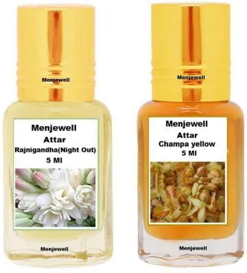 Menjewell Pack of 2PCS AttarRajnigandha 5MLChampa Yellow 5ML Floral Attar Floral