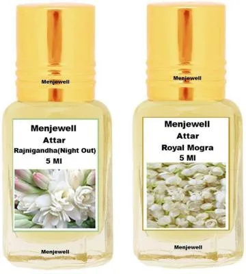 Menjewell Pack of 2PCS AttarRajnigandha 5MLRoyal Mogra 5ML Floral Attar Mogra