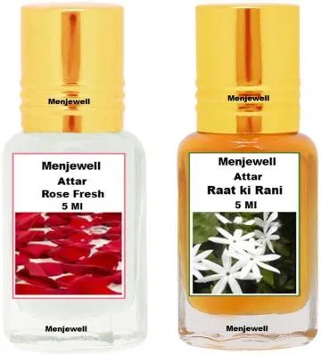 Menjewell Pack of 2PCS AttarRose Fresh 5MLRat Ki Rani 5ML Floral Attar Floral