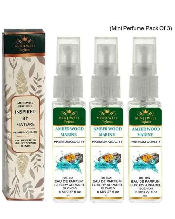 Menjewell Pack Of 3 Amber Wood Marine Eau de Parfum – 24 ml For Men
