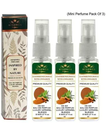 Menjewell Pack Of 3 Leather Patchouli With Cinnamon Eau de Parfum – 24 ml For Men