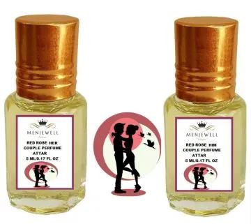 Menjewell Red Rose Couple Attar 5 Ml Pack of 2 Floral Woody