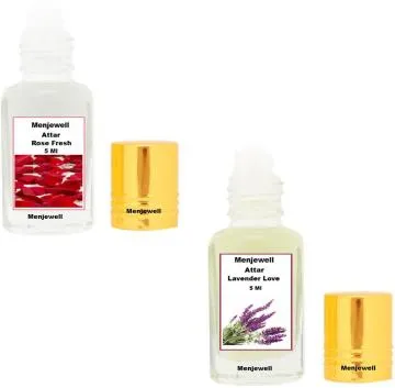 Menjewell Rose Fresh Attar Lavender Love Perfume Each 5 ml Combo of 2