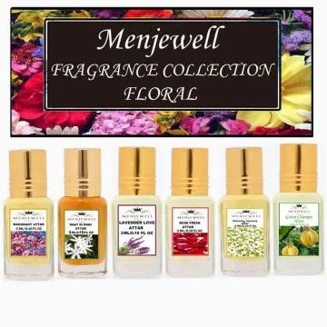 Menjewell Set Of 6 Floral Attar Gift Pack 6 x 3 ml Long Lastings Attar-Perfume For Women Floral