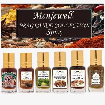 Menjewell Set Of 6 Spicy Attar Gift Set For Men 3ml each