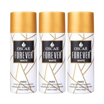 Oscar Forever White Deodorant – Long Lasting Aromatic spicy Fragrance – For Men – 150ml Pack of 3
