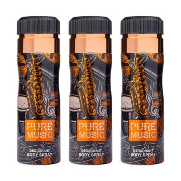 Oscar Pure Music Long Lasting Premium and Skin Friendly Deodorant Spray Perfume 200 ml Pack of 3