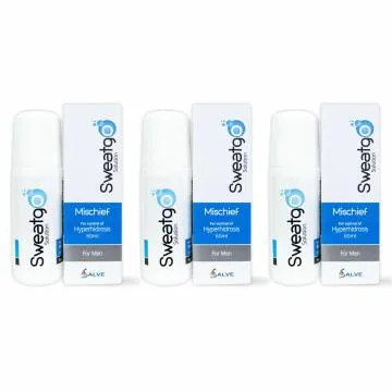 Salve Sweatgo Anti Perspirant Freshness Hyperhidrosis Sweat Free Healthy Skin for Men 60 ml Pack of 3Mischief