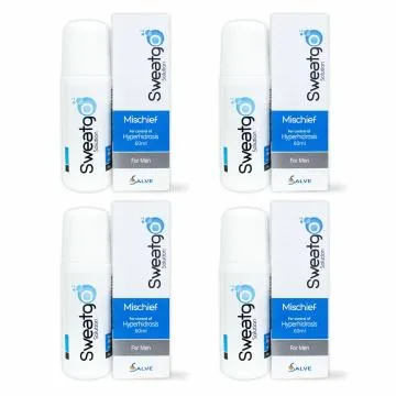 Salve Sweatgo Anti Perspirant Freshness Hyperhidrosis Sweat Free Healthy Skin for Men 60 ml Pack of 4Mischief