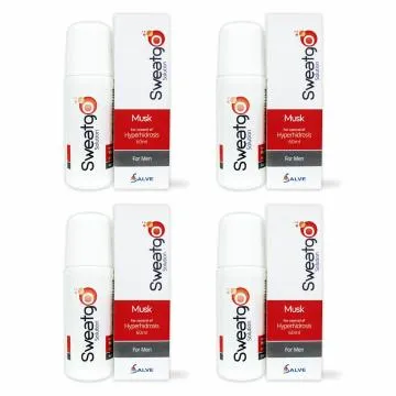 Salve Sweatgo Anti Perspirant Freshness Hyperhidrosis Sweat Free Healthy Skin for Men 60 ml Pack of 4Musk