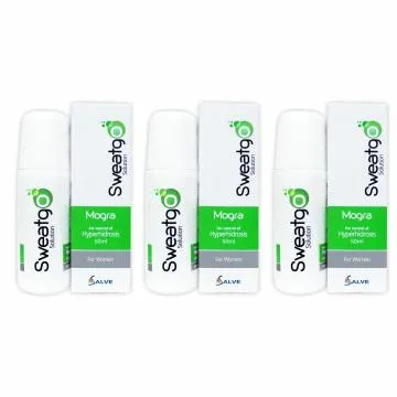 Salve Sweatgo Anti Perspirant Freshness Hyperhidrosis Sweat Free Healthy Skin Fragrance for Women 60 ml Pack of 3Mogra