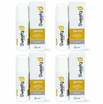 Salve Sweatgo Anti perspirant Roll On Hyperhidrosis Sweat Free Healthy Skin for Women 60ml Jasmine Pack of 4