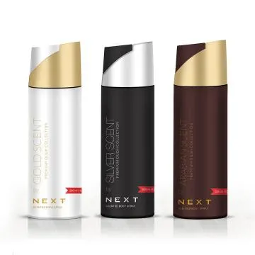 Set of 3 OUDH Deodorants – NEXT GOLD SILVER and Arabian – 200ML