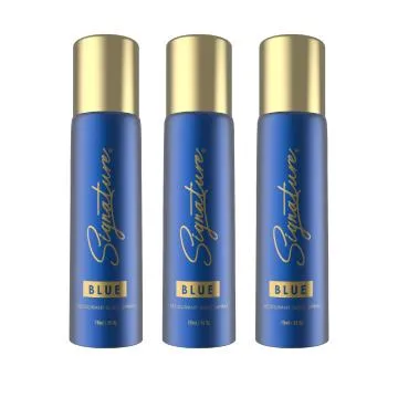 Signature BLUE Deodorant Body Spray -Pack of 3 70 ml each-Deodorant For Women and Men- Long Lasting fragrance -Skin Friendly Deo
