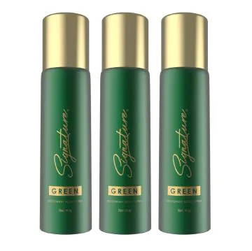 Signature GREEN Deodorant Body Spray -Pack of 3 70 ml each-Deodorant For Women and Men- Long Lasting fragrance -Skin Friendly Deo