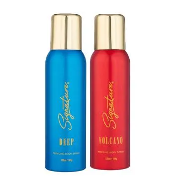 Signature Perfume body spray- DEEP and VOLCANO Combo -120 ml each-Deodorant for Men and women-Long Lasting fragrance- pack of 2