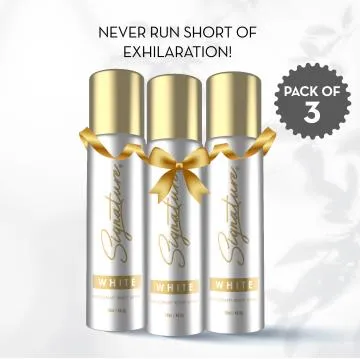 Signature White Deodorant Body Spray -Pack of 3 70 ml each-Deodorant For Women- Long Lasting fragrance