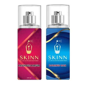 SKINN Refreshing Deo Body Spray Duopack PATCHOULI PARFUM + DOMINUS MAN for Men and Women Body Deodorant 100 ML Each Pack of 2