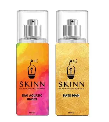 SKINN Refreshing Deo Body Spray Duopack PATCHOULI PARFUM+ DATE MAN Pack of 2