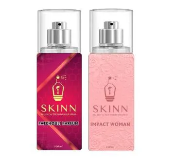 SKINN Refreshing Deo Body Spray Duopack PATCHOULI PARFUM+ IMPACT WOMAN Pack of 2