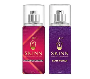 SKINN Refreshing Deo Body Spray Duopack PATCHOULI PARFUM+GLAM WOMAN  Pack of 2