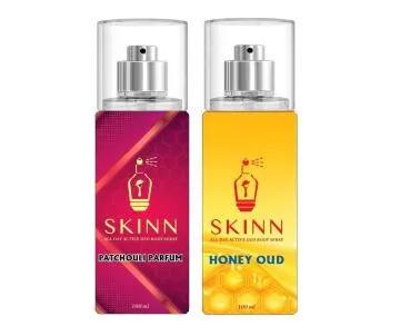 SKINN Refreshing Deo Body Spray Duopack PATCHOULI PARFUM+HONEY OUD  Pack of 2