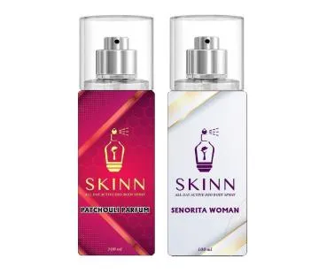 SKINN Refreshing Deo Body Spray Duopack PATCHOULI PARFUM+SENORITA WOMAN  Pack of 2