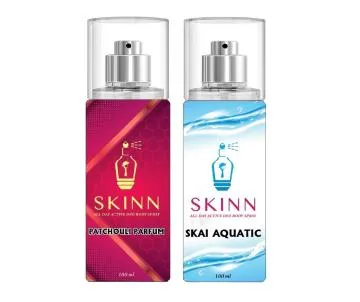 SKINN Refreshing Deo Body Spray Duopack PATCHOULI PARFUM+SKAI AQUATIC  Pack of 2