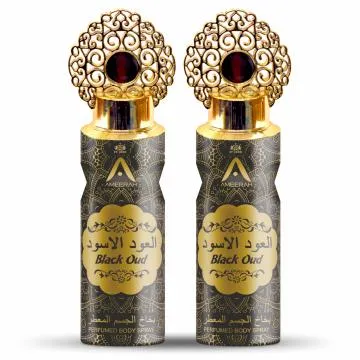 ST-JOHN Black Oud Long Lasting Perfumed Deodorant Spray – For Men and Women 400 ml Pack of 2