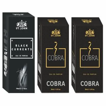 ST-JOHN Cobra 30ml Pack of 2 and Black Current 50ml Body Perfume Combo Gift Pack Eau de Parfum – 110 ml For Men and Women