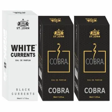 ST-JOHN Cobra 30ml Pack of 2 and White Current 50ml Body Perfume Combo Gift Pack Eau de Parfum – 110 ml For Men and Women